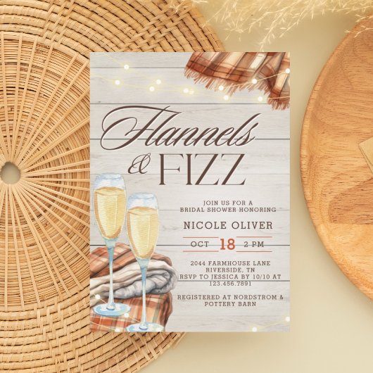 Rustieke Flannels & Fizz Herfst Vrijgezellenfeest Kaart