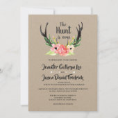 Rustieke Floral Antler Hunt is over bruiloft Kaart (Voorkant)