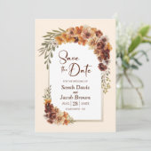 Rustieke Floral Arch Bruiloft Save the Date Kaart (Staand voorkant)