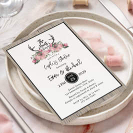 Rustieke Floral Barnwood Hunt is Over Couple Showe Kaart