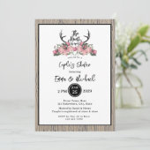 Rustieke Floral Barnwood Hunt is Over Couple Showe Kaart (Staand voorkant)