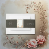 Rustieke Floral Beige bruiloft Uitnodigingen Wikkel