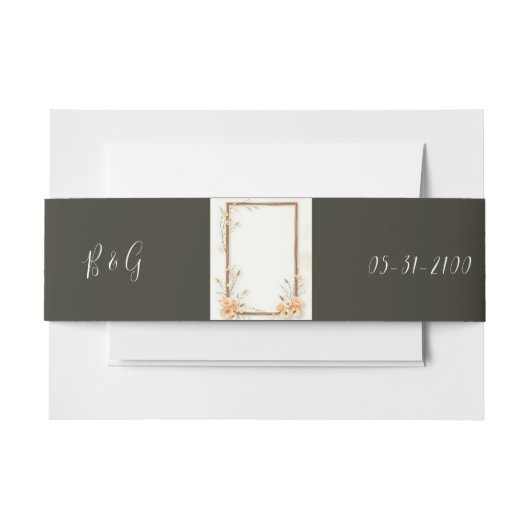 Rustieke Floral Beige bruiloft Uitnodigingen Wikkel (Voorkant Voorbeeld)