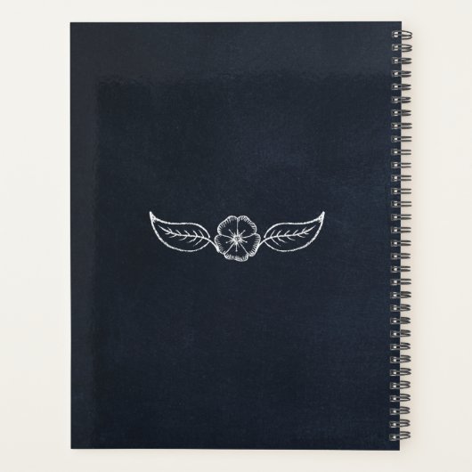 Rustieke Floral Black Chalkboard Garden Planner (Achterkant)