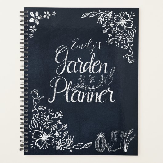 Rustieke Floral Black Chalkboard Garden Planner (Voorkant)