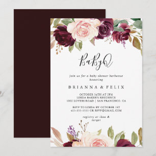 Rustieke Floral Botanical BabyQ Baby shower Barbec Kaart