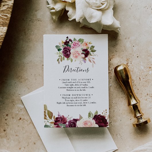Rustieke Floral Botanical Foliage Bruiloft Routebe Informatiekaartje