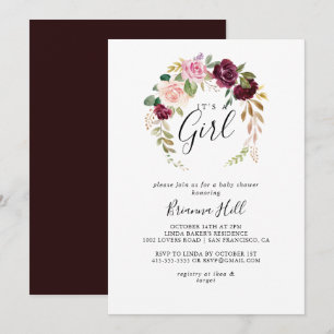 Rustieke Floral Botanical Het is een meisje Baby s Kaart