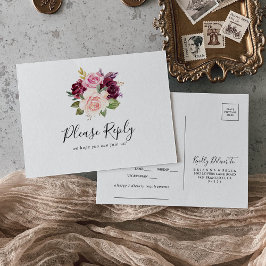 Rustieke Floral Botanical Menu Keuze RSVP Briefkaa