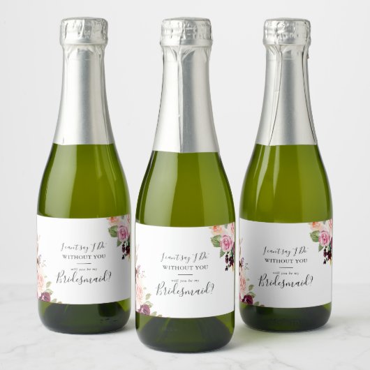 Rustieke Floral Botanische bruidsmeisje voorstel Sparkling Wijnetiket (Flessen)