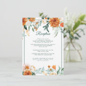 Rustieke Floral Burnt Sinaasappel herfst bruiloft Informatiekaartje (Staand voorkant)