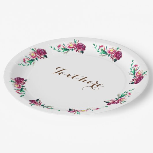 Rustieke Floral Custom Paper Borden Papieren Bordje (Gekanteld)