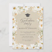 Rustieke Floral Daisy Waterverf Graduation Party Kaart (Voorkant)