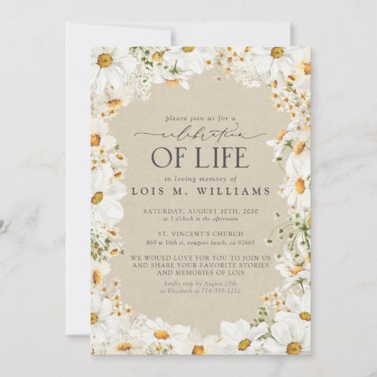 Rustieke Floral Daisy Waterverf Viering van het le Kaart (Voorkant)