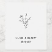 Rustieke Floral Eenvoudige zwart-wit bruiloft Wijn Etiket (Enkel label)