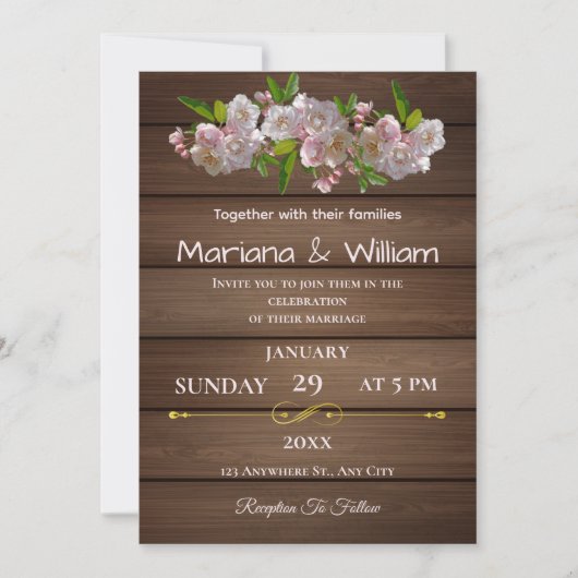 Rustieke Floral Elegance Wedding Invitation Design Kaart (Voorkant)