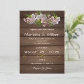 Rustieke Floral Elegance Wedding Invitation Design Kaart (Staand voorkant)