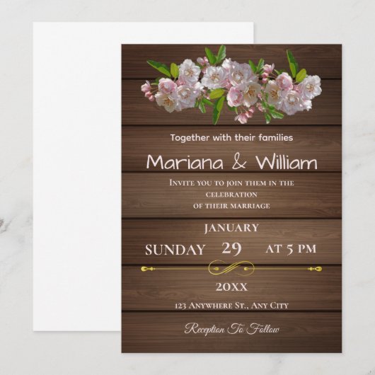 Rustieke Floral Elegance Wedding Invitation Design Kaart (Voorkant / Achterkant)