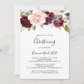 Rustieke Floral en Botanical Foliage doopsel Kaart (Voorkant)