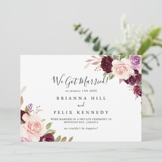 Rustieke Floral en Botanical Foliage Elopement Aankondiging (Staand voorkant)