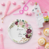 Rustieke Floral en Botanical Foliage Trouwtaart Papieren Bordje (Feest)