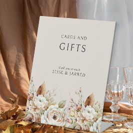Rustieke Floral Fall bruiloft Kaarten en geschenke Reclamebord Met Voetstuk