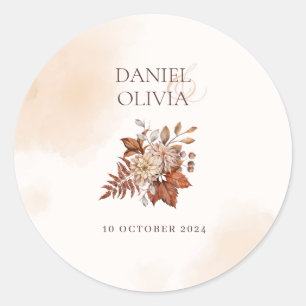 Rustieke Floral Fall Wedding Ronde Sticker