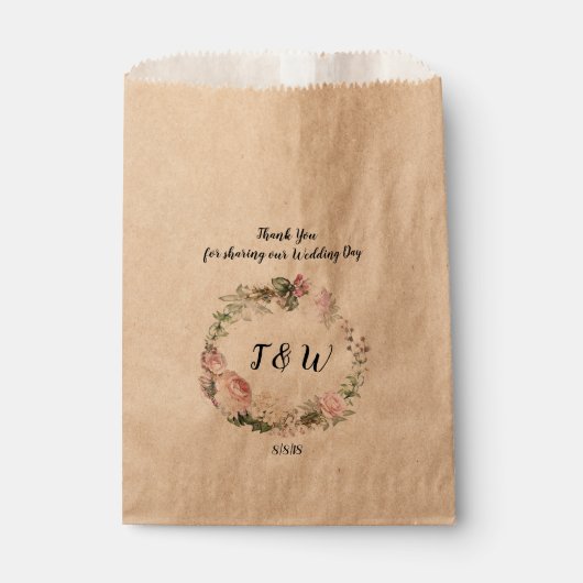 Rustieke Floral Garland Custom Wedding Favor Bag Bedankzakje (Voorkant)