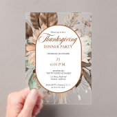 Rustieke Floral gedempte tonen Thanksgiving Diner Acryl Uitnodigingen (Insitu (Draagbaar))