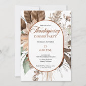 Rustieke Floral gedempte tonen Thanksgiving Diner Kaart (Voorkant)