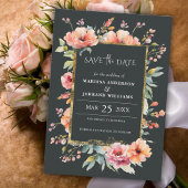 Rustieke Floral Gold Lijst Foto Save the Date Kaar
