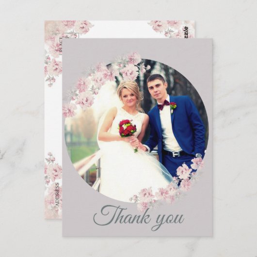 Rustieke Floral Grey bedankje Briefkaart (Voorkant / Achterkant)