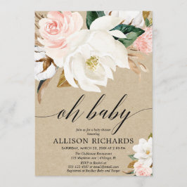 Rustieke floral herfst meisje baby shower, blush w kaart