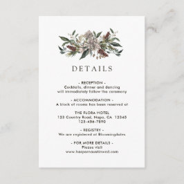 Rustieke Floral Herfst Winter bruiloft Details Informatiekaartje