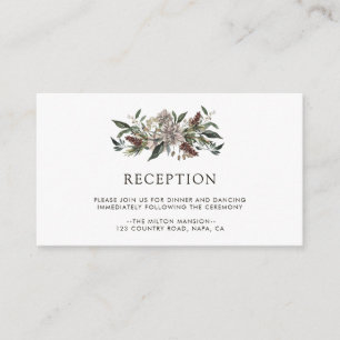 Rustieke Floral Herfst Winter bruiloft receptie Informatiekaartje
