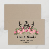 Rustieke Floral Kraft Hunt is over bruiloft dank u Bedankkaart (Voorkant / Achterkant)