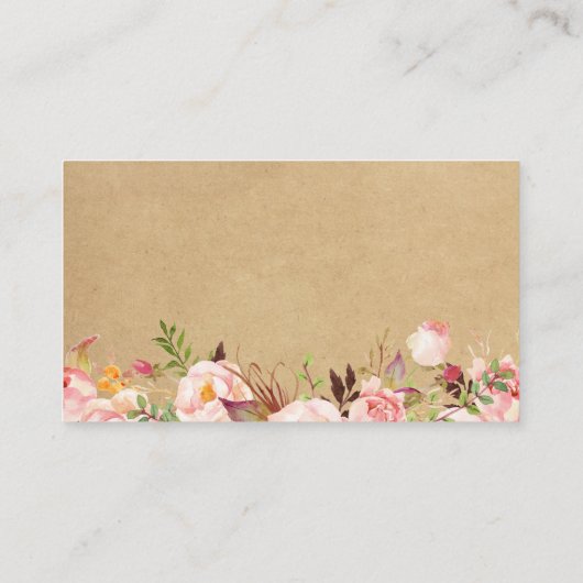 Rustieke Floral Kraft Wedding Escort Zitplaats Plaatskaartje (Achterkant)