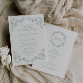 Rustieke Floral Line Art Alles in één bruiloft Kaart