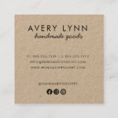 Rustieke Floral Logo Kraft Vierkante Visitekaartje (Achterkant)