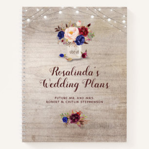 Rustieke Floral Mason Jar Trouwplannen Notitieboek