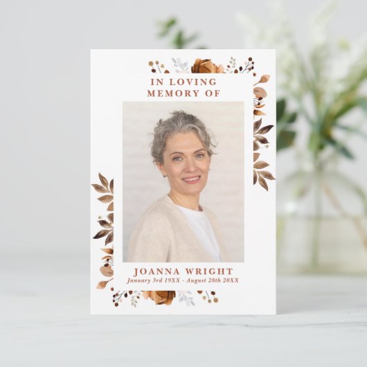 Rustieke Floral Memorial begrafenis gebed foto kaa (Staand voorkant)