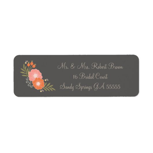 Rustieke Floral Mr en Mrs Adresetiketten Etiket (Voorkant)