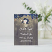 Rustieke Floral Navy Mason Jar Save the Date Aankondigingskaart (Staand voorkant)