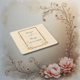 Rustieke Floral Neutral Wedding Kartonnen Onderzetters