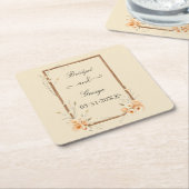 Rustieke Floral Neutral Wedding Kartonnen Onderzetters (Schuin)