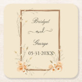 Rustieke Floral Neutral Wedding Kartonnen Onderzetters (Voorkant)