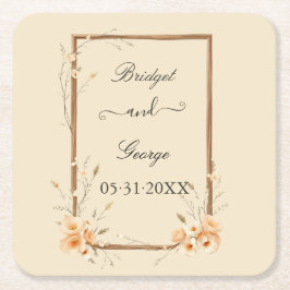 Rustieke Floral Neutral Wedding Kartonnen Onderzetters