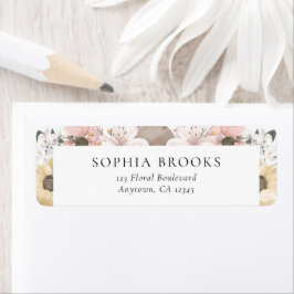 Rustieke Floral Neutral Wedding Retouradres Etiket