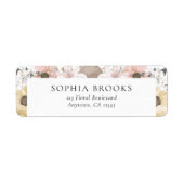 Rustieke Floral Neutral Wedding Retouradres Etiket (Voorkant)