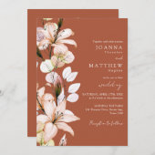 Rustieke Floral QR herfst Herfst Terracotta bruilo Kaart (Voorkant / Achterkant)